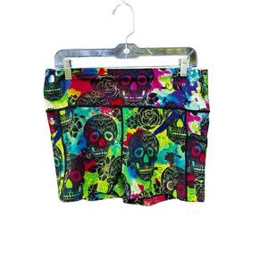 Women's CVG Constantly Varied Gear‎ Tie Dye Skull Roses Shorts Size XL Pockets